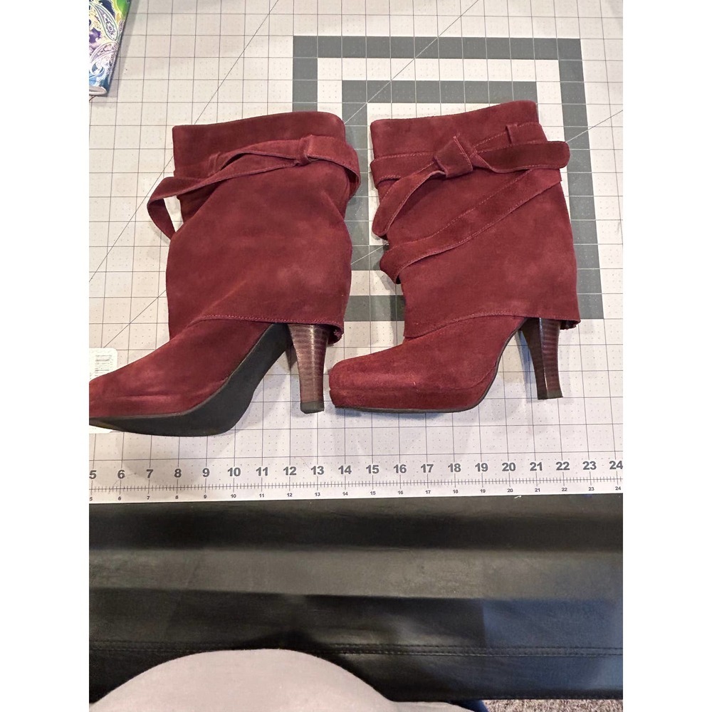 Restricted Burgundy Slouch platform suede boots size 9